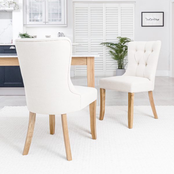 Burford Natural Linen Dining Chair | Oak Legs