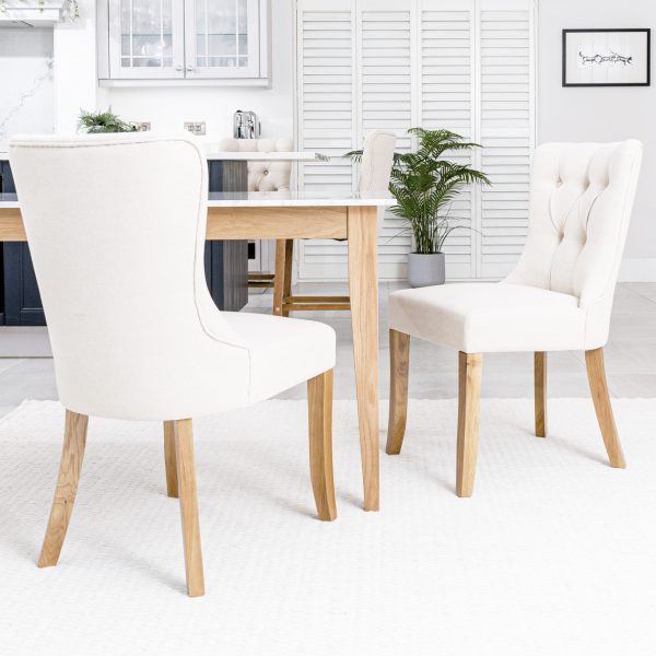 Burford Natural Linen Dining Chair | Oak Legs