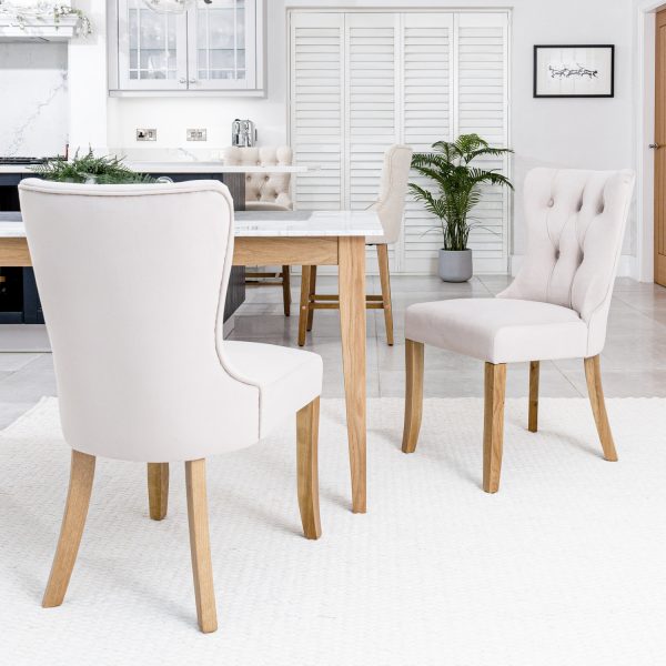 Burford Champagne Velvet Dining Chair | Solid Oak Legs