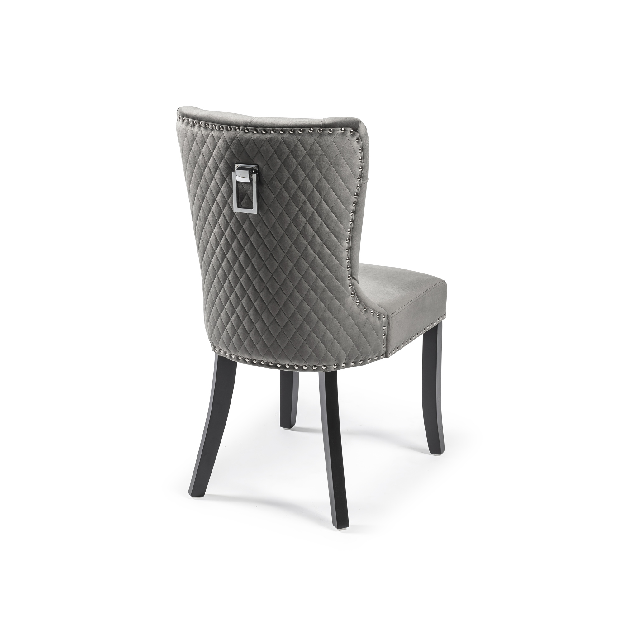 Grey Brushed Velvet Dining Chair Set with Black Legs | Grosvenor Furniture