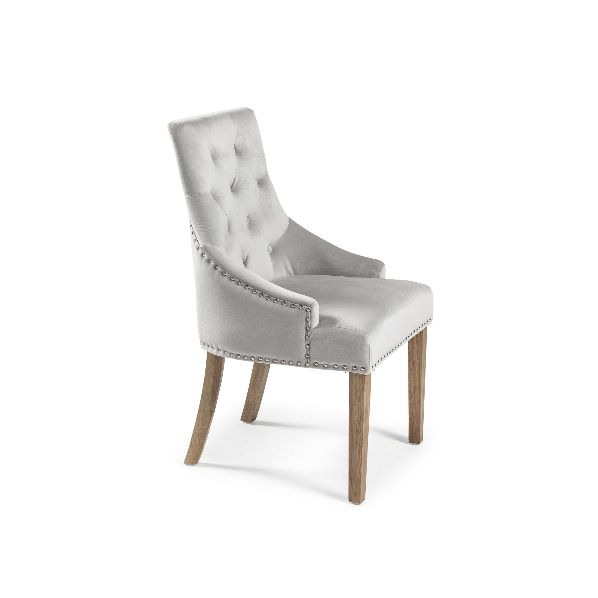 Luxury Chelsea Dove Grey Velvet Dining Room Chair | Scoop Back