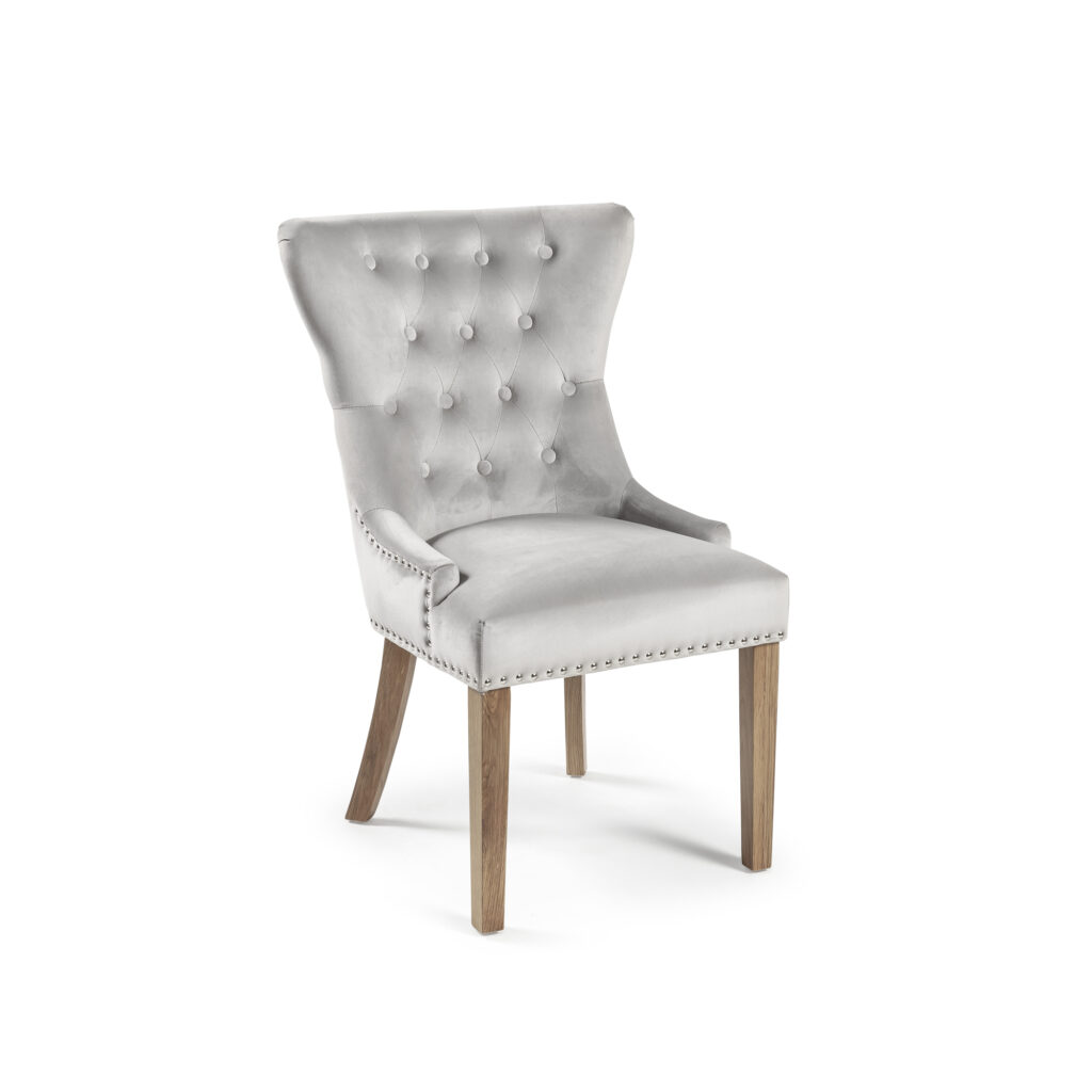 Knightsbridge Brushed Velvet Dining Chair - Dove Grey | Grosvenor Furniture