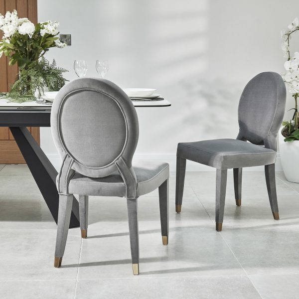 Victoria Upholstered Grey Velvet Dining Chair