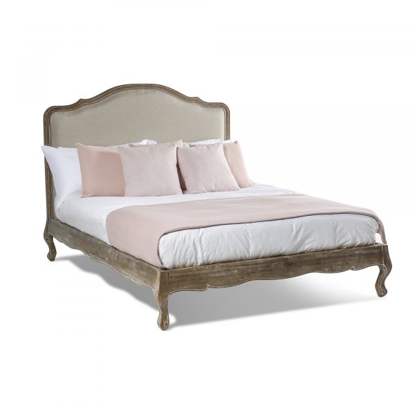Eloise Limed Ash Upholstered Low Foot Board Bed – Super King Size