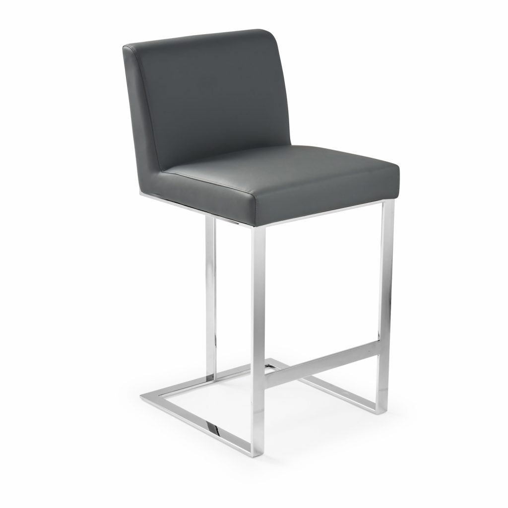 Polished Steel Counter Stool Upholsterd Seat Grosvenor Furniture