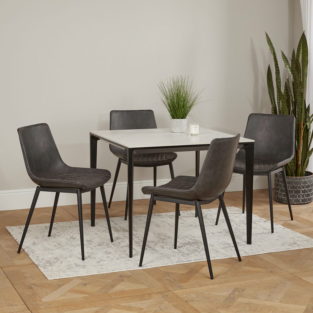 Bellagio Square Contemporary Sintered Stone Dining Table Set ...