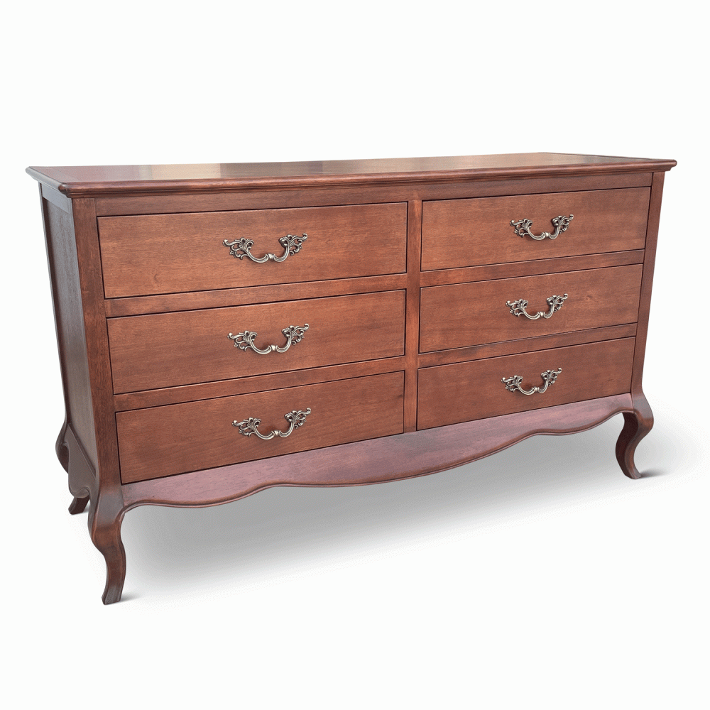 Lille French Mahogany 6 Drawer Wide Chest