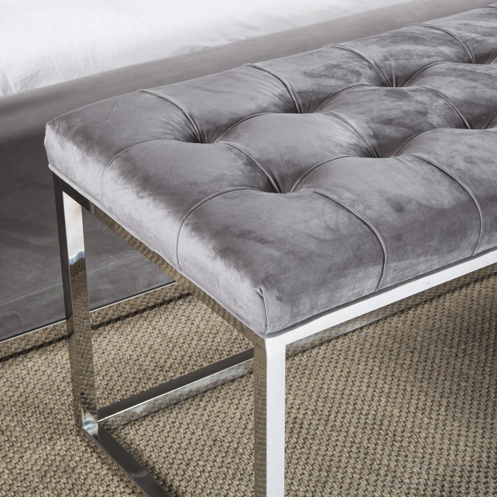 Luxurious Brushed Velvet Bedroom Bench - Image 3