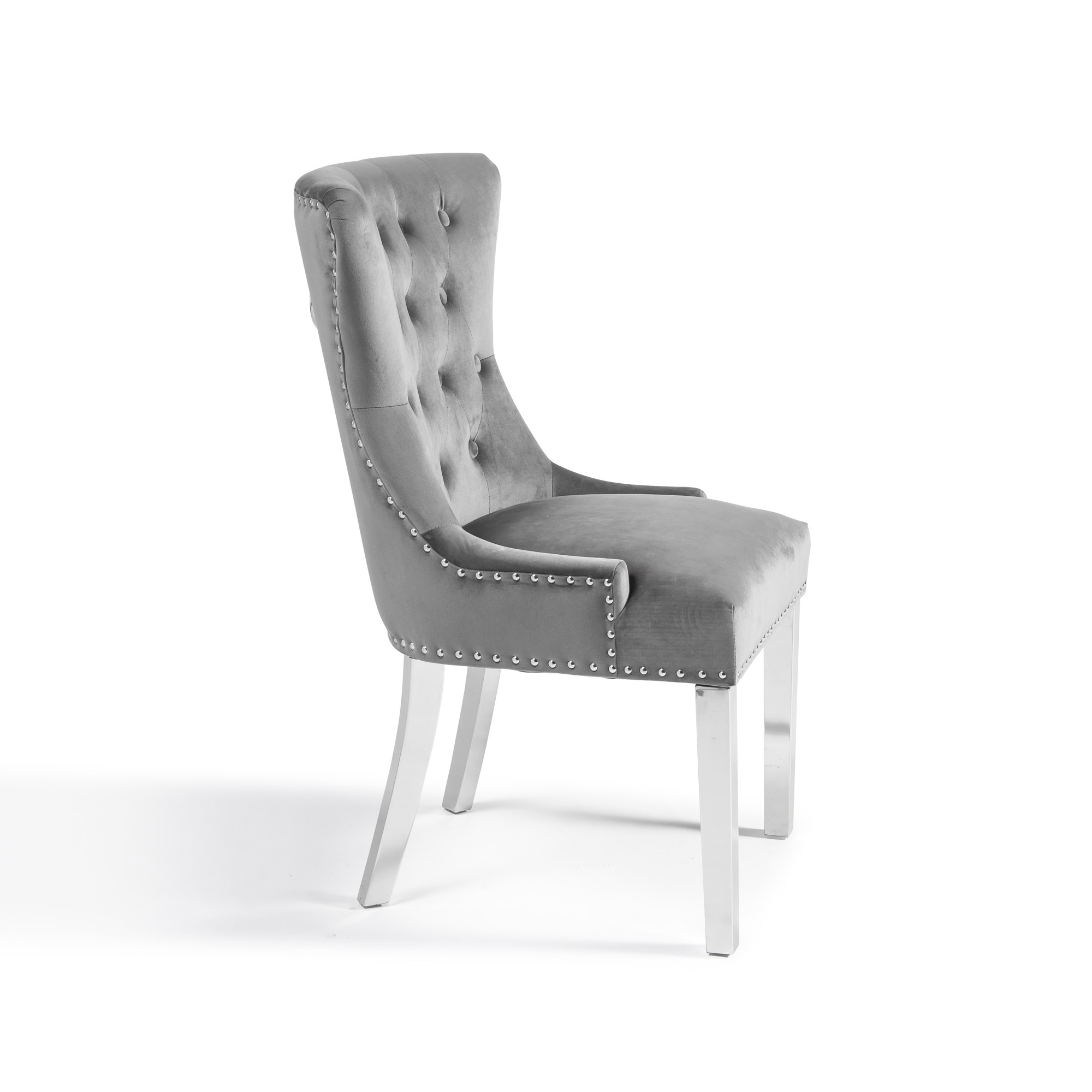 Grey Velvet Dining Chairs With Knocker - Aubergine Crushed Velvet Dark