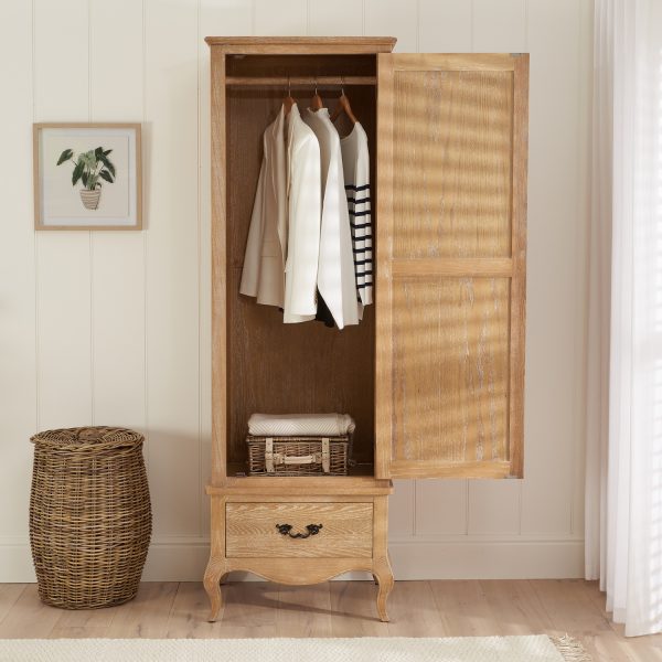 Lille French Limed Oak Single Wardrobe